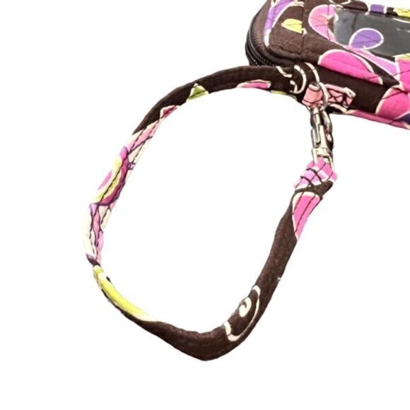 Vera Bradley Purple Punch Brown Retired‎ Pattern Coin & ID Purse Wristlet Strap - Picture 3 of 8